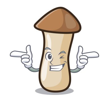 Wink kavak erynggi mantar karakter karikatür