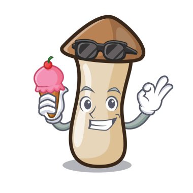 Dondurma kavak erynggi mantar karakter karikatür ile