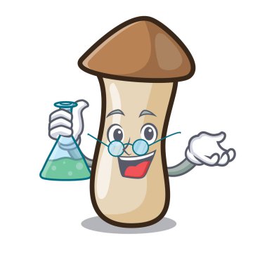 Profesör kavak erynggi mantar karakter karikatür