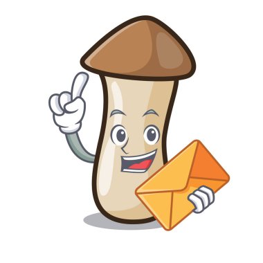 Zarf kavak erynggi mantar karakter karikatür ile