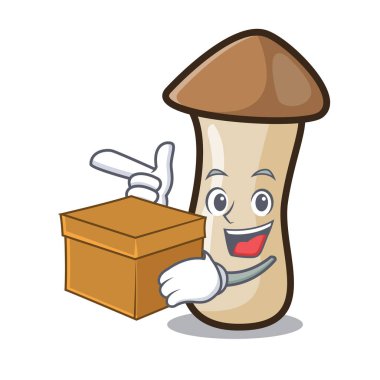 Kutusu kavak erynggi mantar karakter karikatür ile