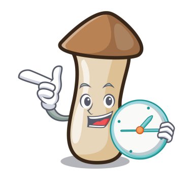 Saat kavak erynggi mantar karakter karikatür ile