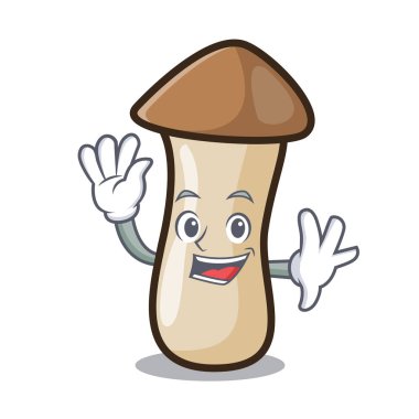 Kavak erynggi mantar karakter karikatür sallayarak