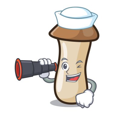 Para çantası kavak erynggi mantar maskot karikatür ile