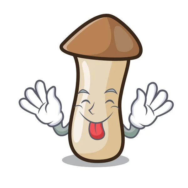 Chef con comida pleurotus erynggi champiñones mascota de dibujos animados — Vector de stock