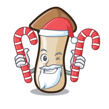 Santa şeker kavak erynggi mantar maskot karikatür ile