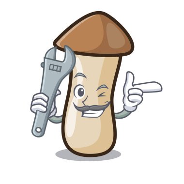 Mekanik kavak erynggi mantar maskot çizgi film