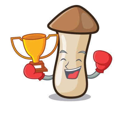 Boks şampiyonu kavak erynggi mantar maskot çizgi film