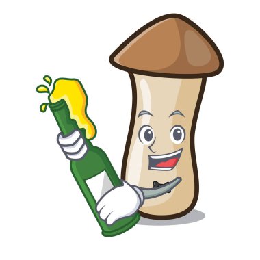 Bira kavak erynggi mantar maskot karikatür ile