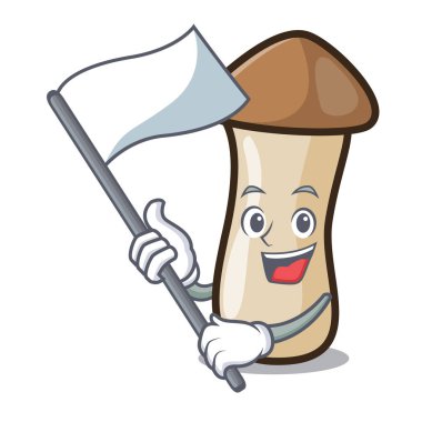 Bayrak kavak erynggi mantar maskot karikatür ile