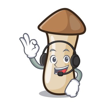Kulaklık kavak erynggi mantar maskot karikatür ile