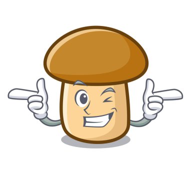 Wink porcini mantar karakter karikatür
