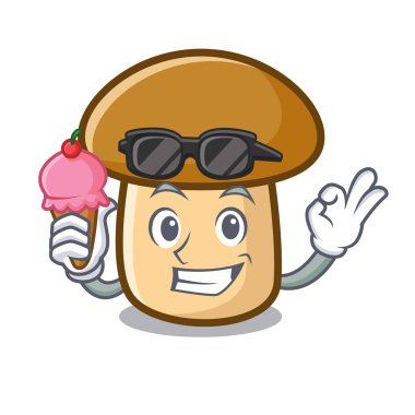 Dondurma porcini mantar karakter karikatür ile