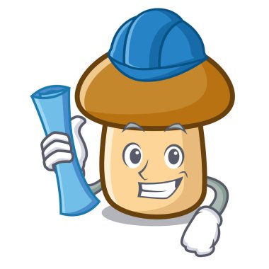 Mimar porcini mantar karakter karikatür