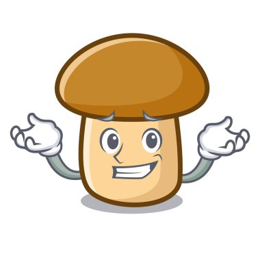 Sırıtan porcini mantar karakter karikatür