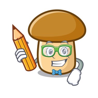 Öğrenci porcini mantar karakter karikatür