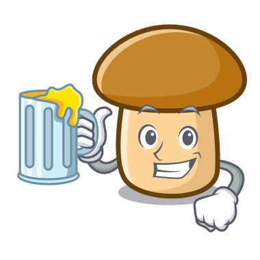 Suyu porcini mantar maskot karikatür ile