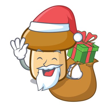 Noel Baba hediye porcini mantar maskot karikatür ile