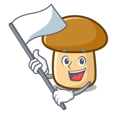 Bayrak porcini mantar maskot karikatür ile