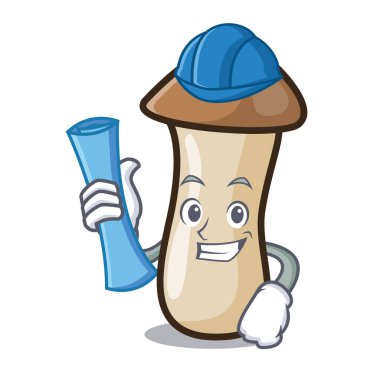 Mimar kavak erynggi mantar karakter karikatür vektör çizim