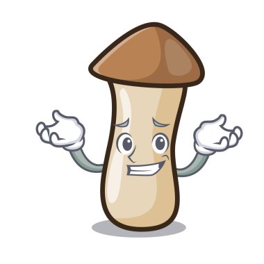 Sırıtan kavak erynggi mantar karakter karikatür vektör çizim