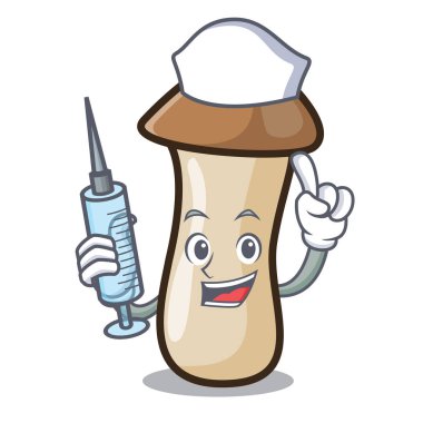 Hemşire kavak erynggi mantar karakter karikatür vektör çizim