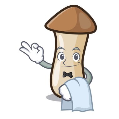 Garson kavak erynggi mantar maskot karikatür vektör çizim