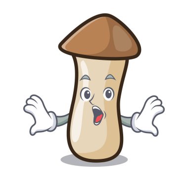 Kavak erynggi mantar maskot karikatür vektör çizim trompet ile