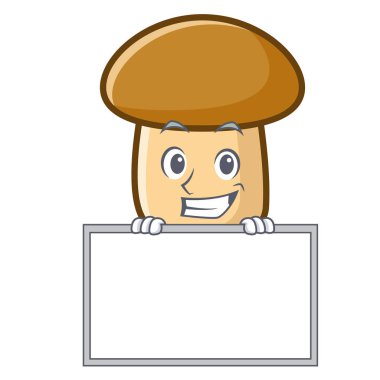 Yönetim Kurulu porcini mantar karakter karikatür vektör çizim ile sırıtarak