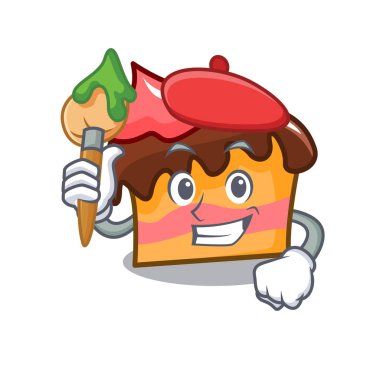 Sanatçı sünger kek karakter karikatür vektör çizim