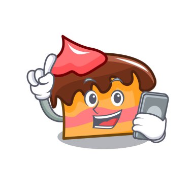 Telefon sünger kek karakter karikatür vektör çizim ile