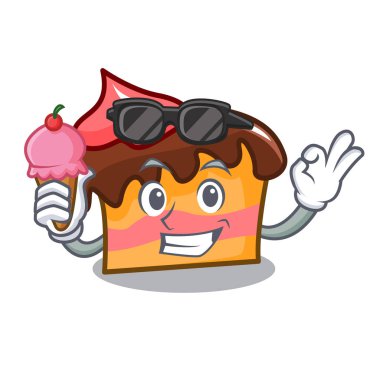Dondurma sünger kek karakter karikatür vektör çizim ile