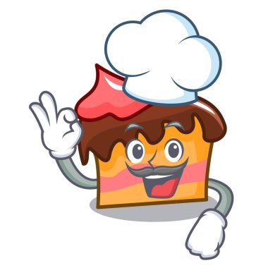 Şef sünger kek karakter karikatür vektör çizim