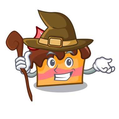 Cadı sünger kek maskot karikatür vektör çizim