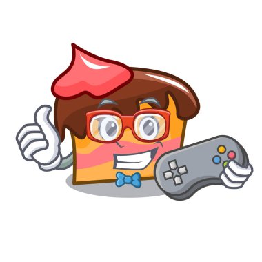 Oyun sünger kek maskot karikatür vektör çizim