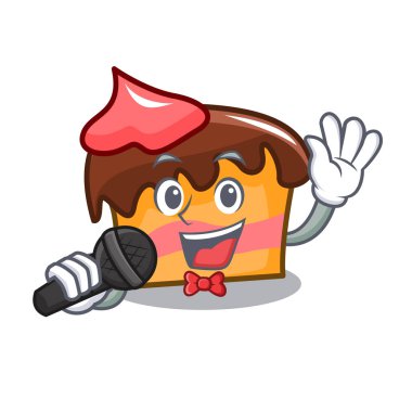 Sünger kek maskot karikatür vektör çizim şarkı