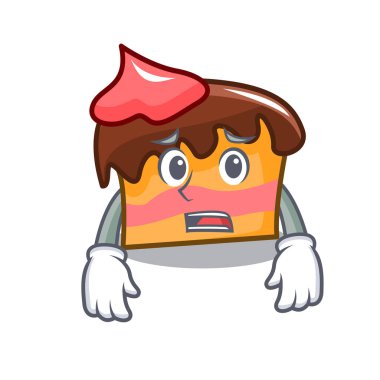 Korkarım sünger kek maskot karikatür vektör çizim