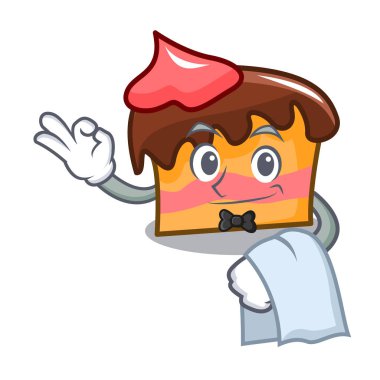 Garson sünger kek maskot karikatür vektör çizim