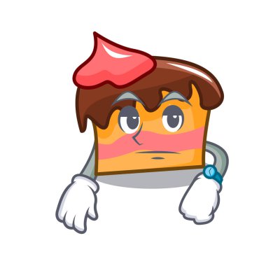 Sünger kek maskot karikatür vektör çizim bekliyor