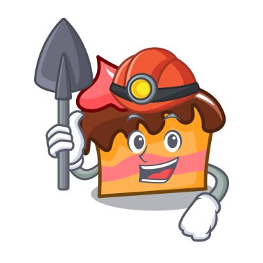Madenci sünger kek maskot karikatür vektör çizim