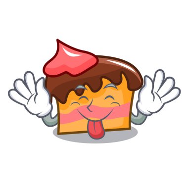 Sünger kek maskot karikatür vektör çizim dil