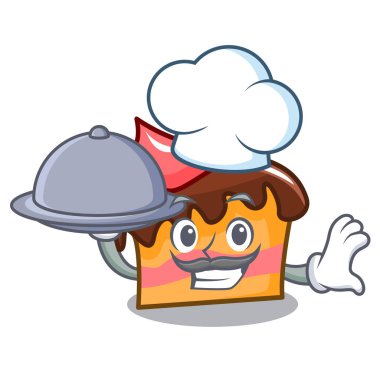 Şef gıda sünger kek maskot karikatür vektör çizim ile