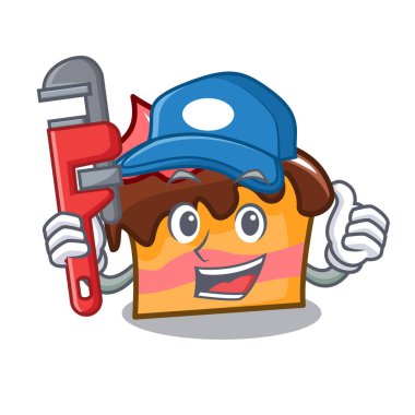 Tesisatçı sünger kek maskot karikatür vektör çizim