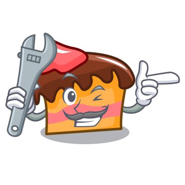 Mekanik sünger kek maskot karikatür vektör çizim