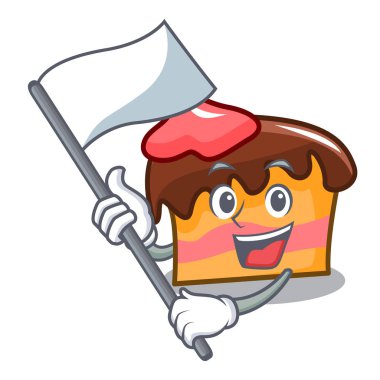 Bayrak sünger kek maskot karikatür vektör çizim ile