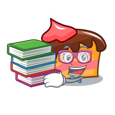 Öğrenci kitap sünger kek maskot karikatür vektör çizim ile