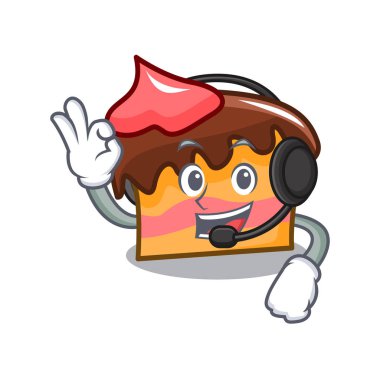 Kulaklık sünger kek maskot karikatür vektör çizim ile