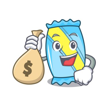 Para çantası şeker karakter karikatür tarzı vektör çizim ile