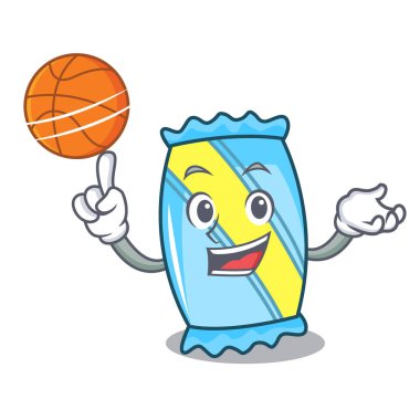 Basketbol şeker karakter karikatür tarzı vektör çizim ile
