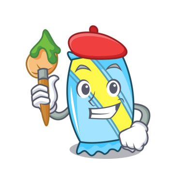 Sanatçı şeker karakter karikatür tarzı vektör çizim